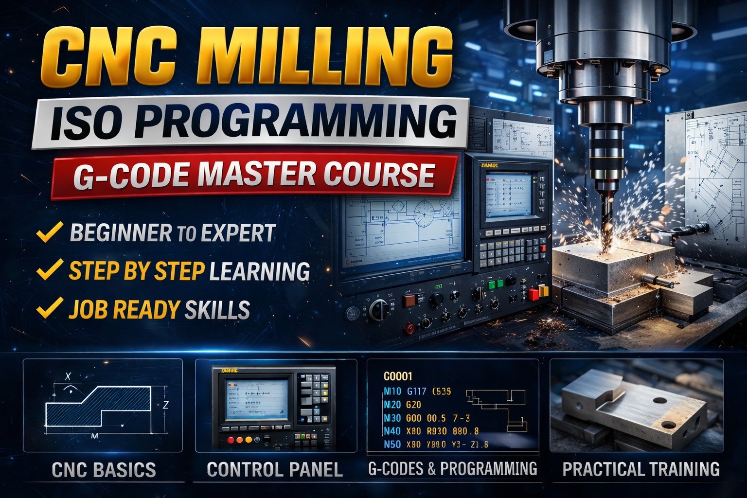 CNC Milling (Vmc) : Advanced ISO Manual Programming